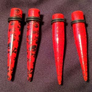 Skull, star Tapers 2 pair ear plugs body piercing jewelry 00 gauge 3/8-inch